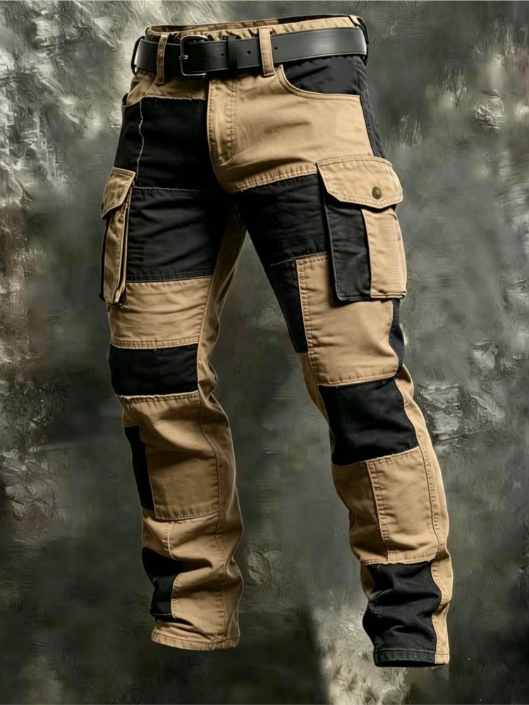 Mens Fashion Cargo Pants - Calças Cargo Masculinas de Algodão Cáqui