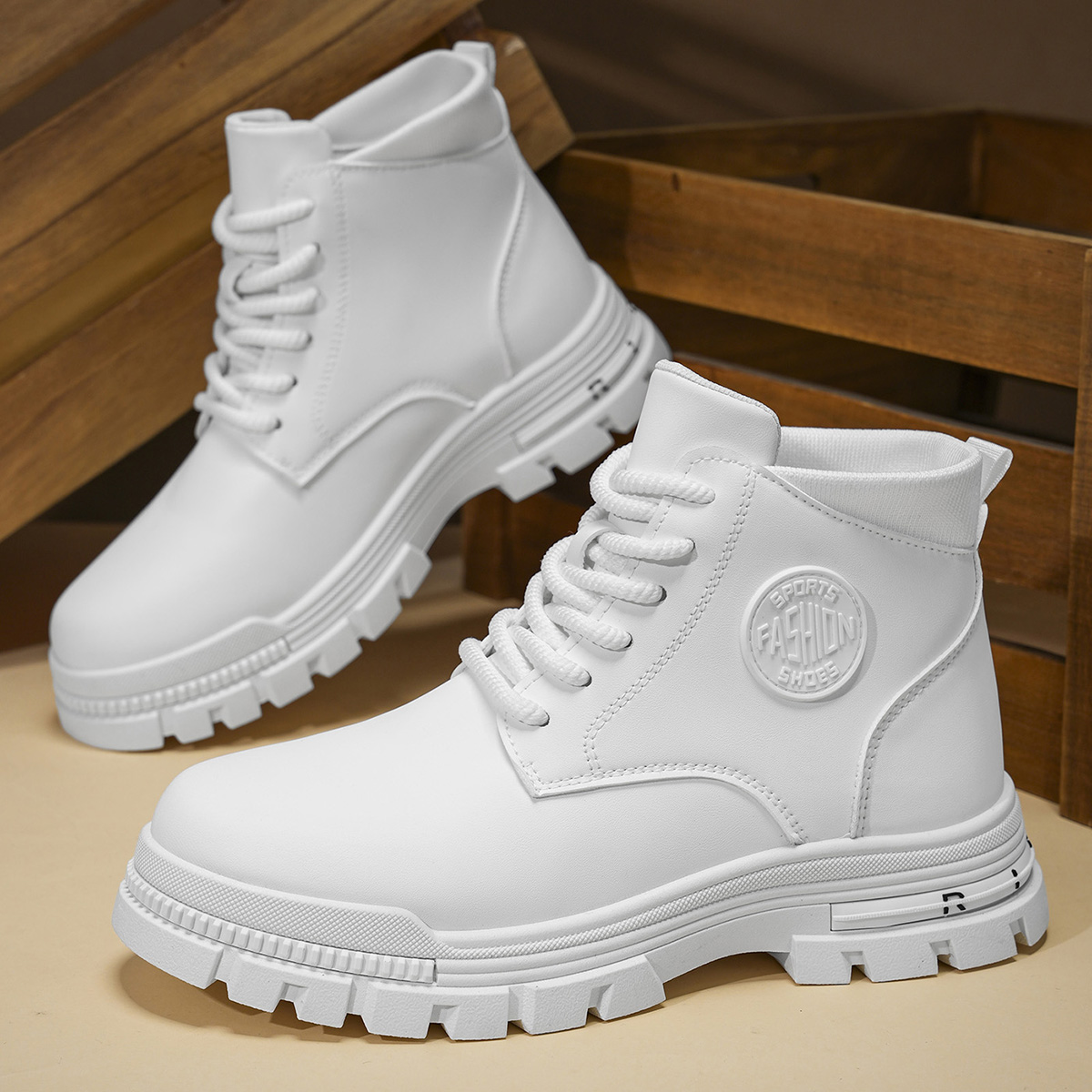 Men'S Fashion Footwear - Botas de motocicleta brancas elegantes para
