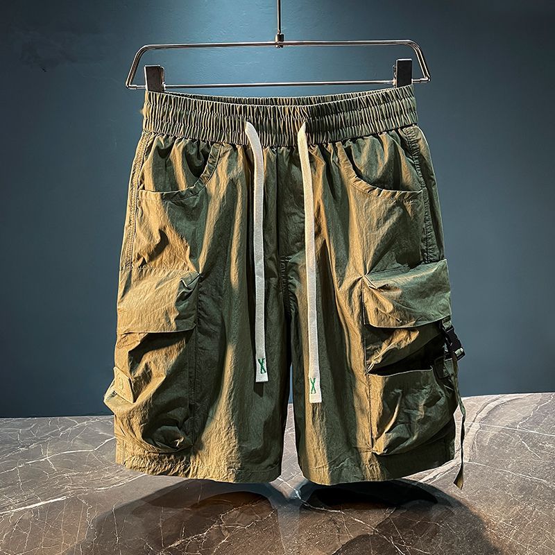 Mens Fashion Cargo Pants - Bermuda cargo masculina, cintura elástica sólida,