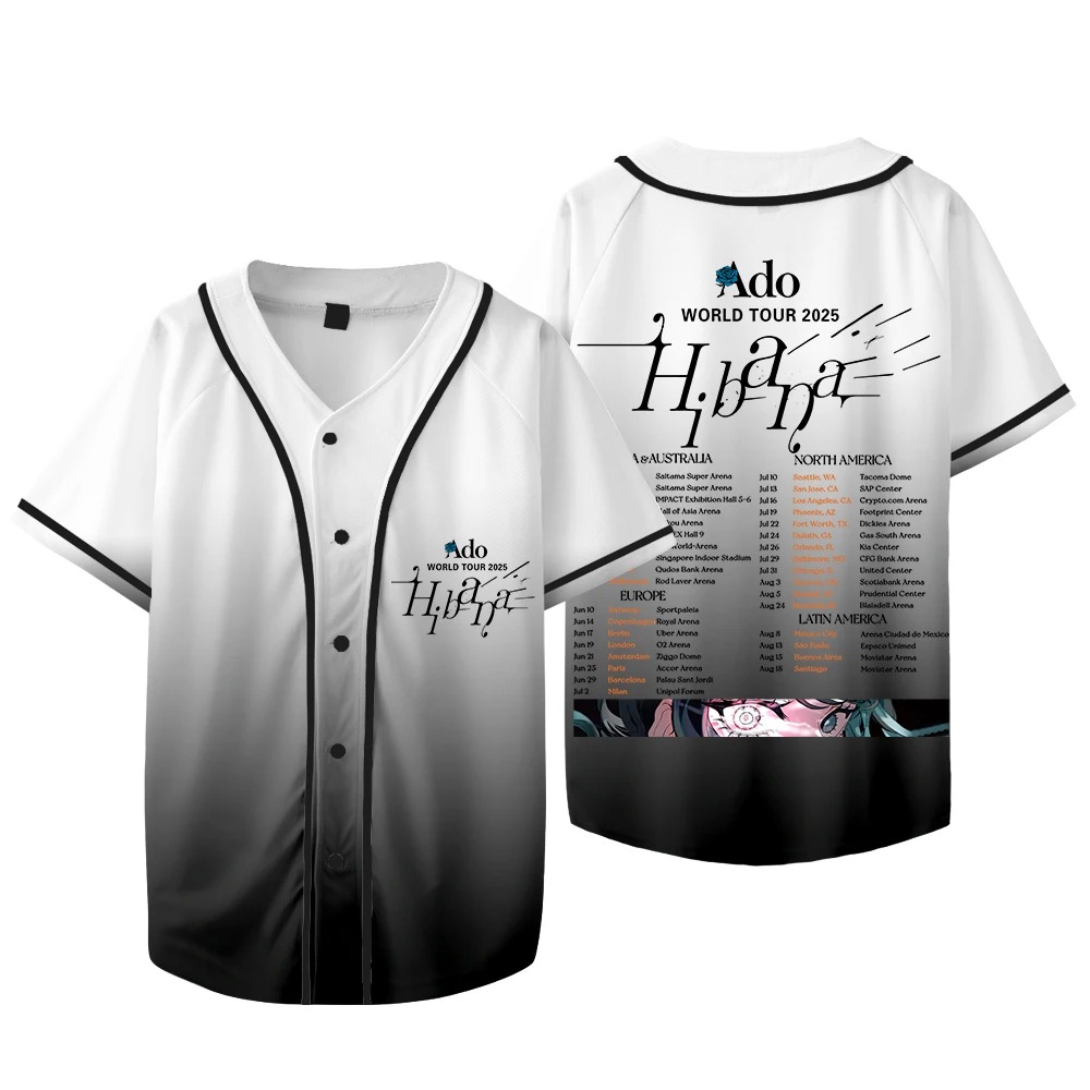 Mens Fashion Baseball Jersey - Camiseta Merchandise da Turnê Mundial Ado