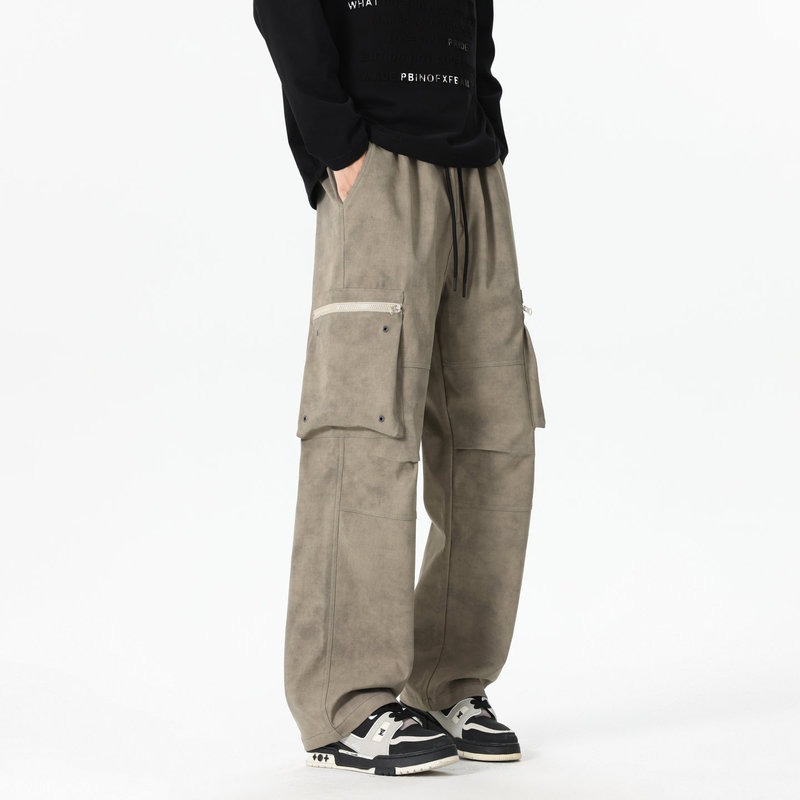 Mens Fashion Cargo Pants - Bolso elástico de cintura alta masculino