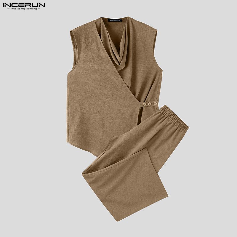 Track Suit Men - Conjuntos Masculinos INCERUN: Camisa Regata Irregular