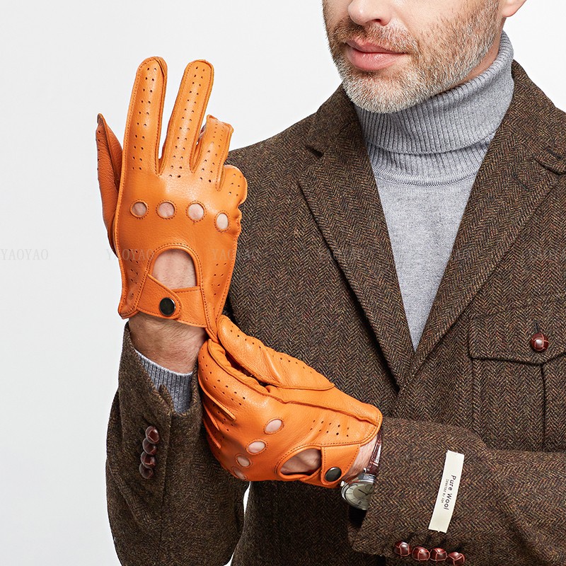 Driving Gloves Leather - Luva de couro genuína masculina, pele