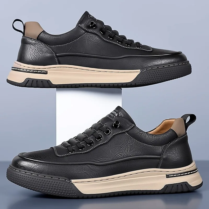 Mens Fashion Zapatos - Moda couro de vaca sapatos de