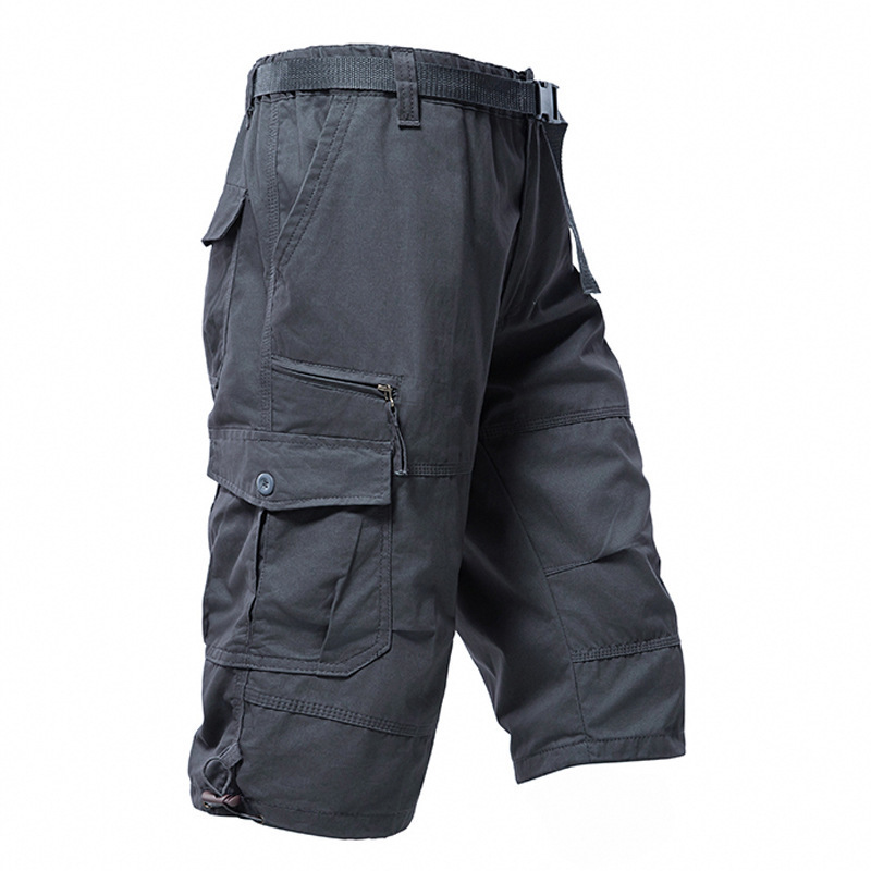 Mens Fashion Cargo Pants - Calças 3/4 de Algodão Masculinas, Soltas,