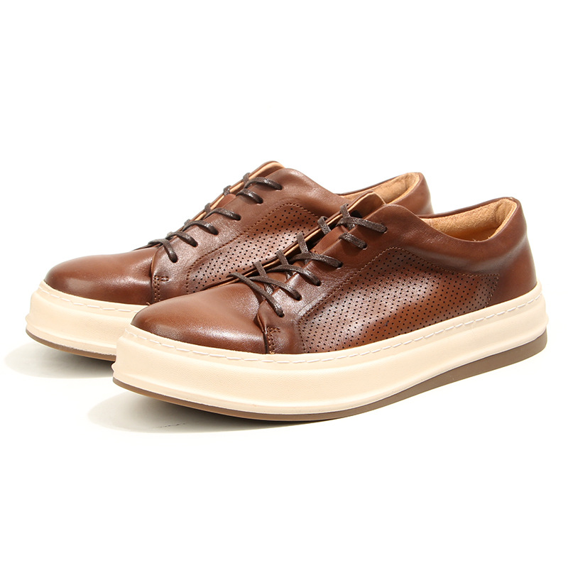 Mens Fashion Zapatos - Sapatos de couro de cavalo lavado