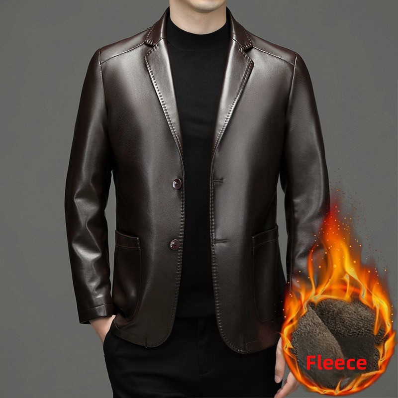 Novos homens de couro genuíno  - Slim Fit Blazer Men avaliação e preço
