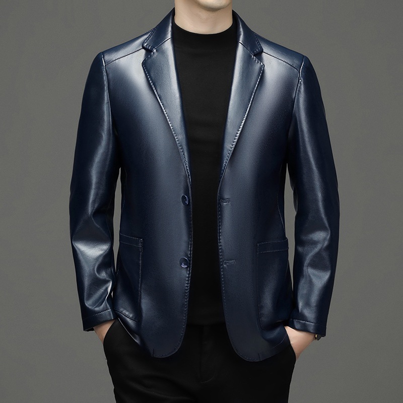 Novos homens de couro genuíno  - Slim Fit Blazer Men avaliação e preço