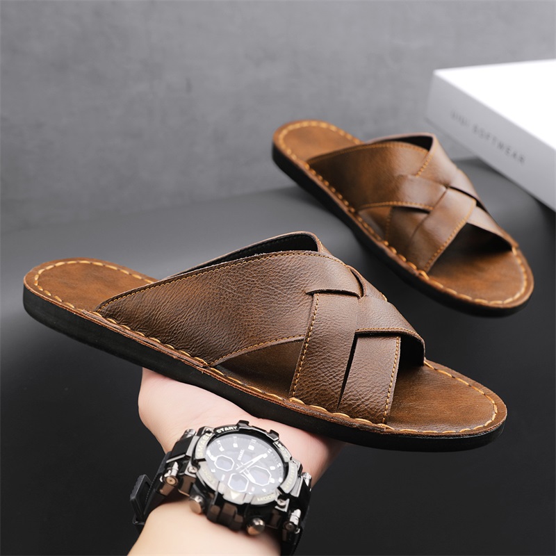 Chinelos masculinos de couro g - Mens Fashion Zapatos avaliação e preço