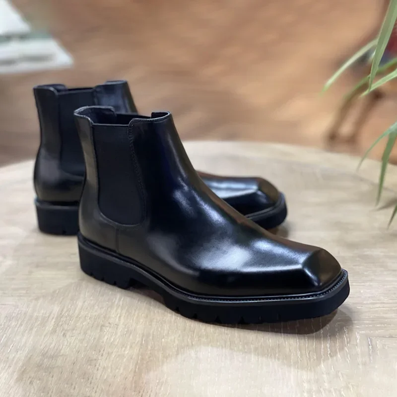 Botas de couro genuíno dos hom - Men Fashion Elegant avaliação e preço