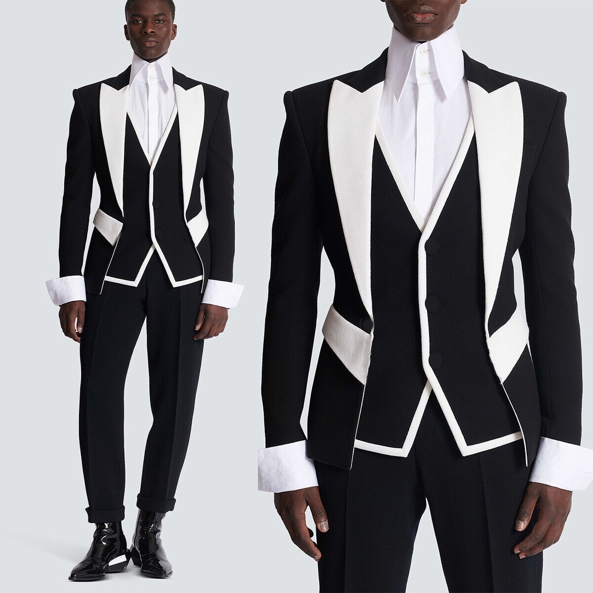 Personalizado preto e branco c - Slim Fit Blazer Men avaliação e preço