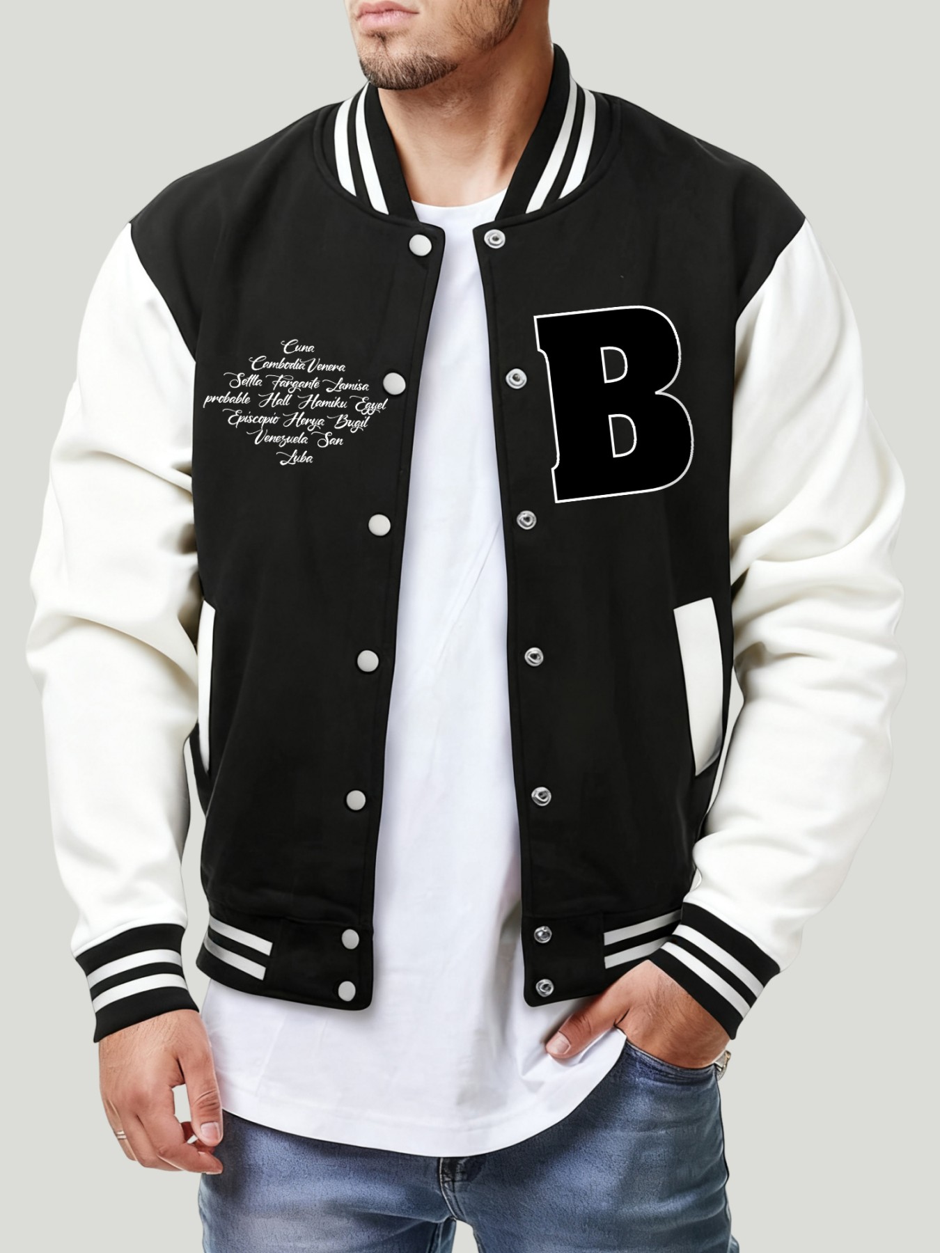 Letra b vários lugares imprimi - Mens Fashion Baseball Jersey avaliação e preço