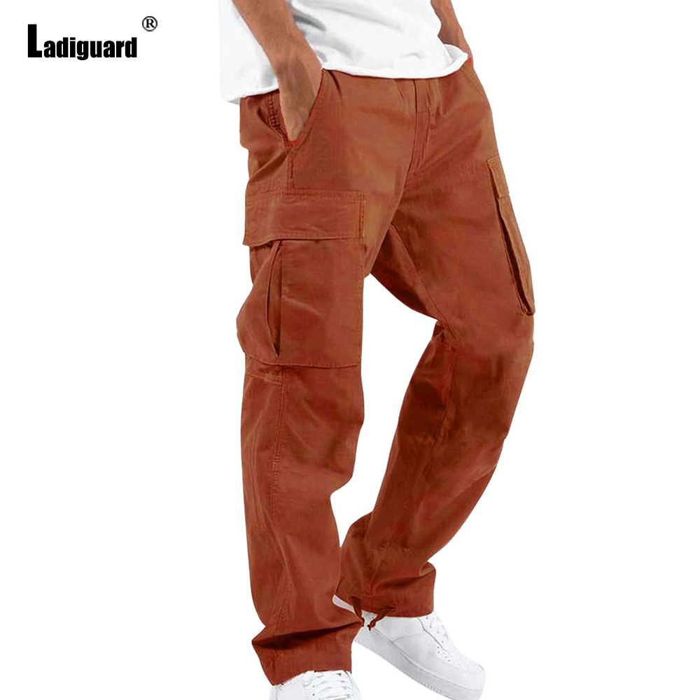 Calças masculinas de bolsos mú - Mens Fashion Cargo Pants avaliação e preço