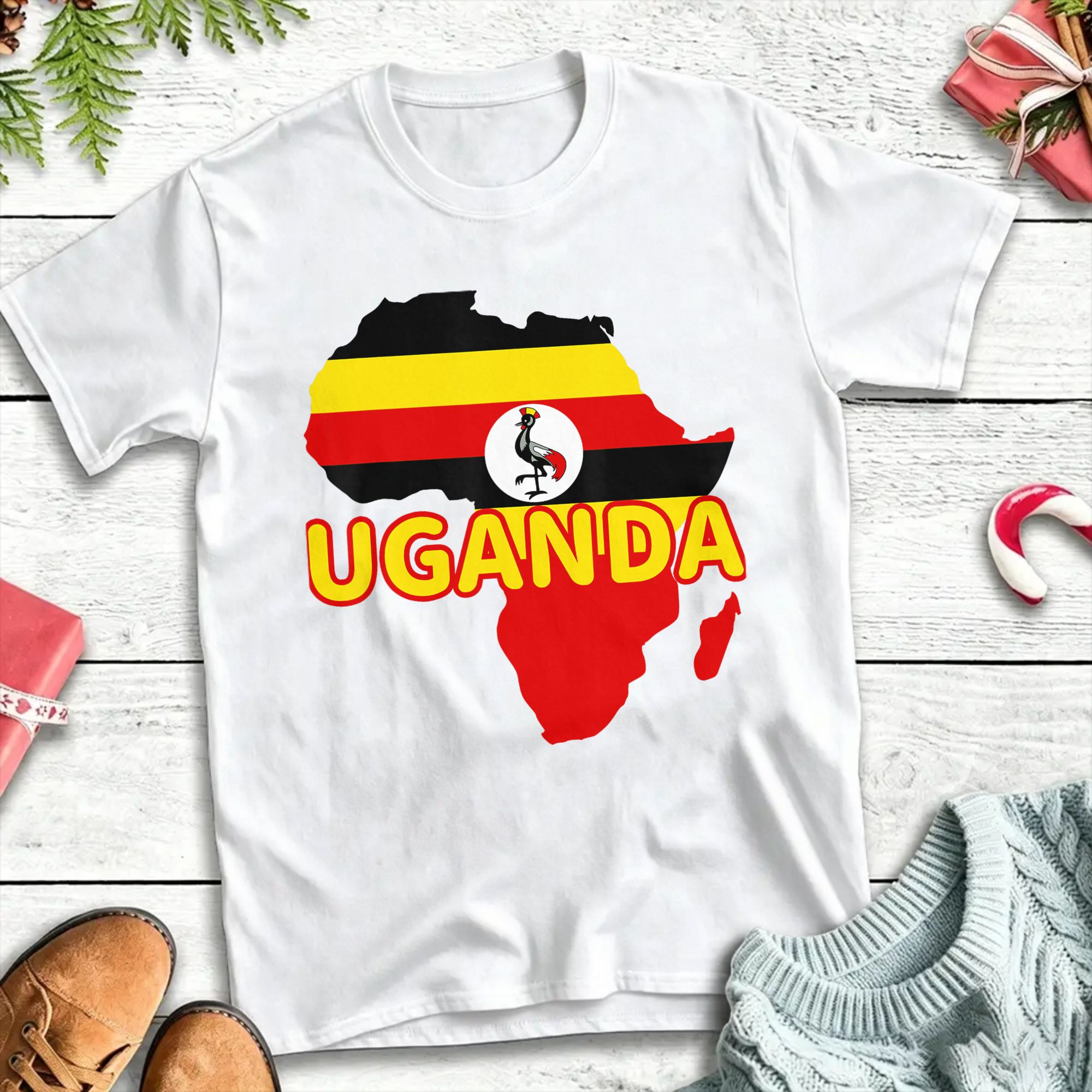 Camiseta com mapa da bandeira  - Men Fashion Uganda avaliação e preço