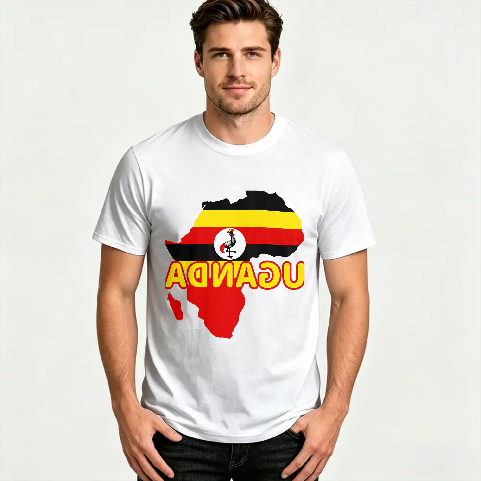 Camiseta com mapa da bandeira  - Men Fashion Uganda avaliação e preço
